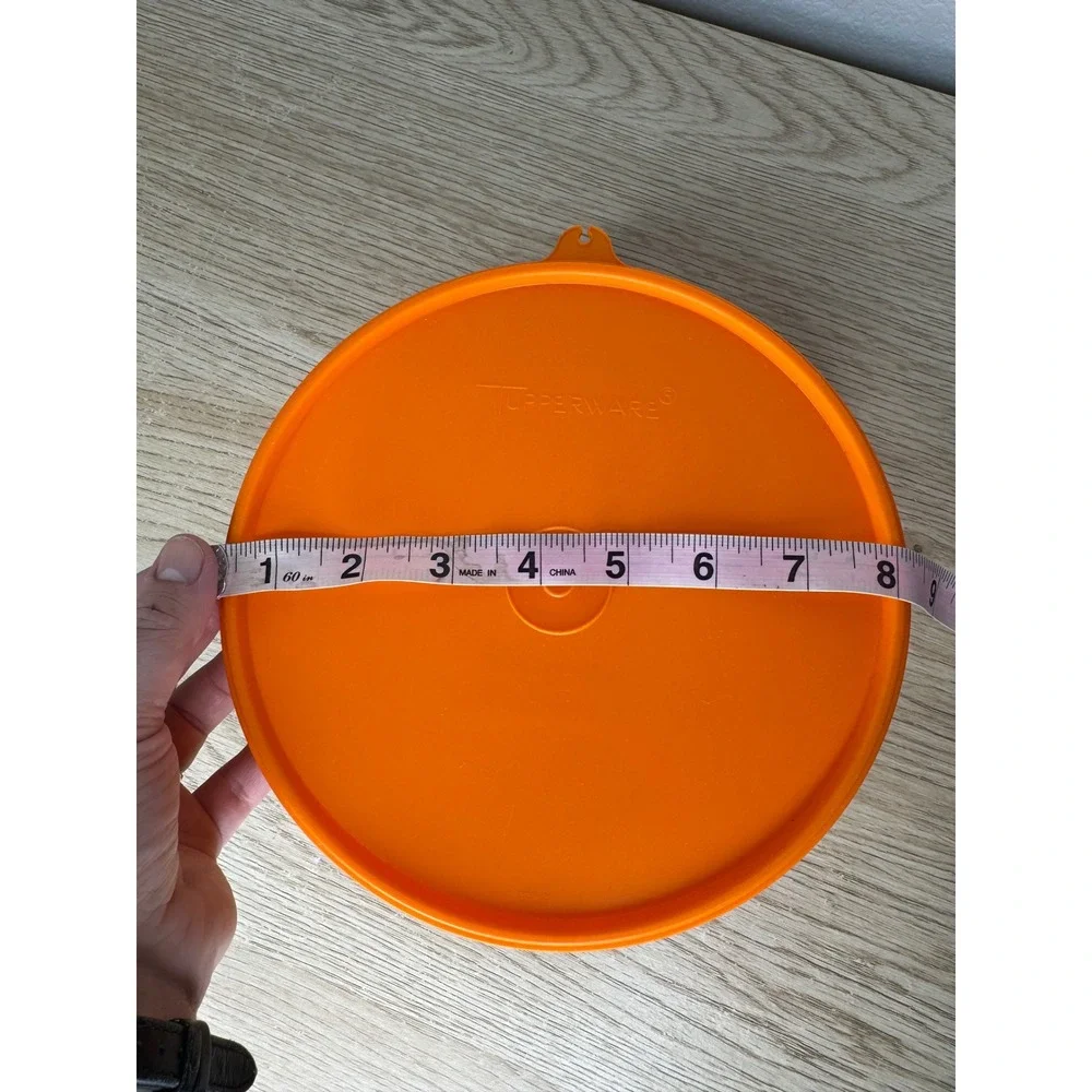 Vintage Tupperware Orange Servalier Bowl with Sunburst Lid 886-7 Retro Kitchen